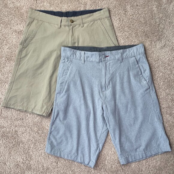 Burnside Shorts Men 30 Gray Khaki Outdoor Hiking Performance Skater Y2K LOT of 2 - Picture 1 of 10